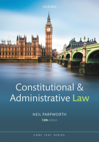 Cover image: Constitutional and Administrative Law 12th edition 9780192856579