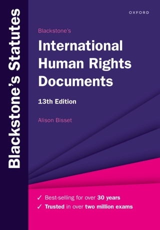 Cover image: Blackstone's International Human Rights Documents 13th edition 9780192858535