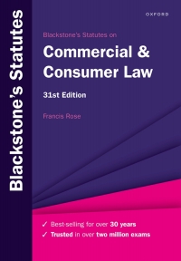 Cover image: Blackstone's Statutes on Commercial & Consumer Law 31st edition 9780192858566