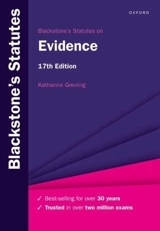 Cover image: Blackstone's Statutes on Evidence 17th edition 9780192858580
