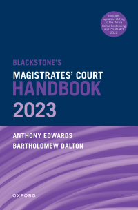 Cover image: Blackstone's Magistrates' Court Handbook 2023 9780192869142