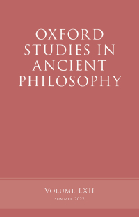 Cover image: Oxford Studies in Ancient Philosophy, Volume 62 9780192885180