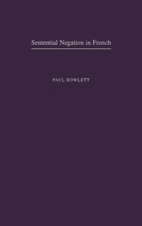 Cover image: Sentential Negation in French 9780195125917