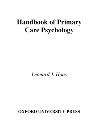 صورة الغلاف: Handbook of Primary Care Psychology 1st edition 9780195149395