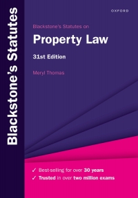 Cover image: Blackstone's Statutes on Property Law 31st edition 9780198890287