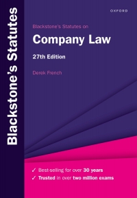 Cover image: Blackstone's Statutes on Company Law 27th edition 9780198892007