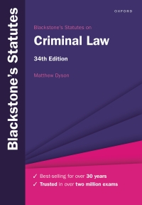 Imagen de portada: Blackstone's Statutes on Criminal Law 34th edition 9780198932710