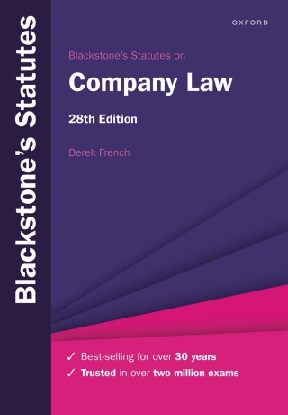 Cover image: Blackstone's Statutes on Company Law 28th edition 9780198932703
