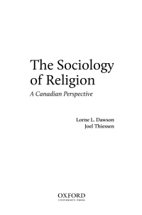 Cover image: The Sociology of Religion: A Canadian Perspective 1st edition 9780195425574