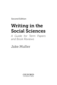 Cover image: Writing in the Social Sciences: A Guide for Term Papers and Book Reviews 2nd edition 9780199009862