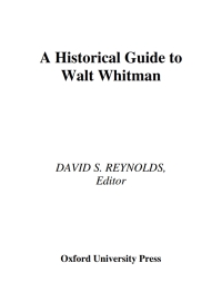 Imagen de portada: A Historical Guide to Walt Whitman 1st edition 9780195120813