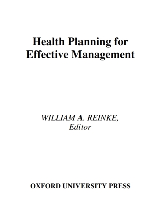 Imagen de portada: Health Planning for Effective Management 1st edition 9780195053371