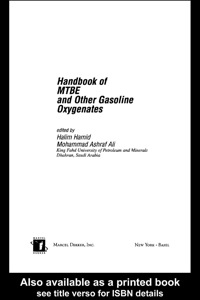 Cover image: Handbook of MTBE and Other Gasoline Oxygenates 1st edition 9780367394486