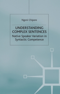 Cover image: Understanding Complex Sentences 9780333986394