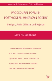 Cover image: Procedural Form in Postmodern American Poetry 9780230622029