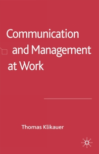 Titelbild: Communication and Management at Work 9780230515437