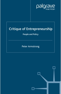 Imagen de portada: Critique of Entrepreneurship 9781403945884