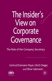 Cover image: The Insider's View on Corporate Governance 9781349354207