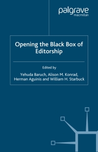 Imagen de portada: Opening the Black Box of Editorship 9780230013605