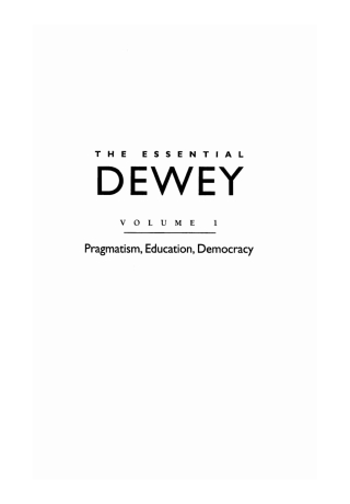 Cover image: The Essential Dewey, Volume 1 9780253333902