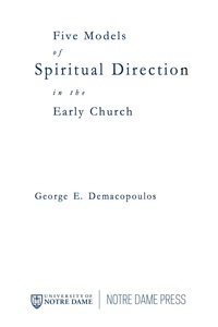 Imagen de portada: Five Models of Spiritual Direction in the Early Church 9780268063078