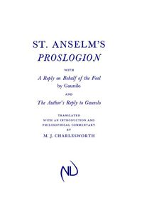 صورة الغلاف: St. Anselm’s Proslogion 9780268016975