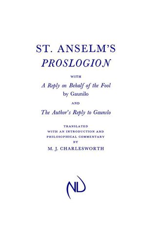 Cover image: St. Anselm’s Proslogion 9780268016968
