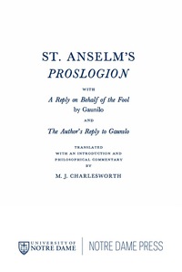 Imagen de portada: St. Anselm’s Proslogion 9780268016975