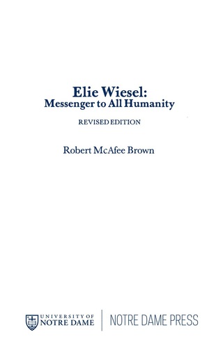 Cover image: Elie Wiesel 9780268009205