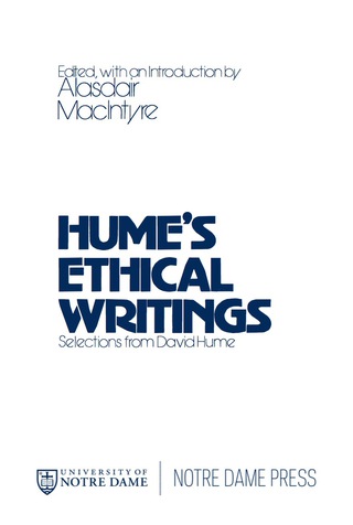 Cover image: Hume's Ethical Writings 9780268010737