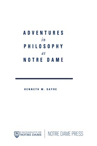 Imagen de portada: Adventures in Philosophy at Notre Dame 9780268017842