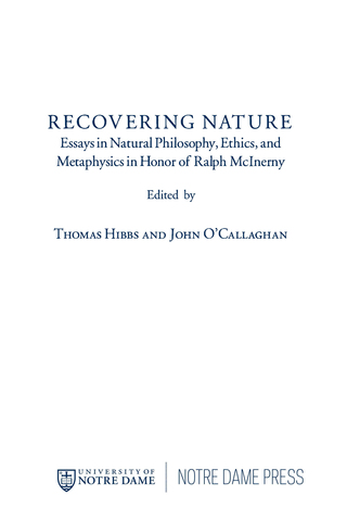 Cover image: Recovering Nature 9780268160708