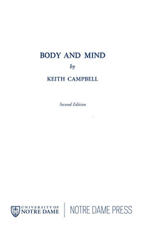 Imagen de portada: Body and Mind 2nd edition 9780268006730
