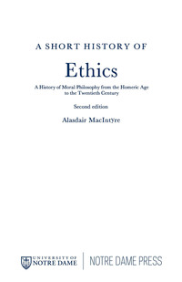 Cover image: A Short History of Ethics 9780268203993
