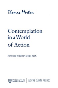 Cover image: Contemplation in a World of Action 9780268008345