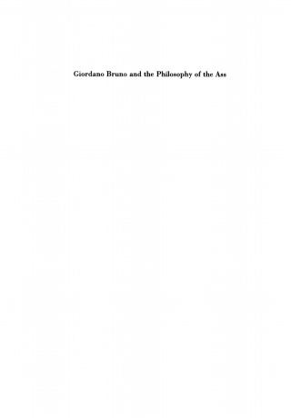 Cover image: Giordano Bruno and the Philosophy of the Ass 9780300058529
