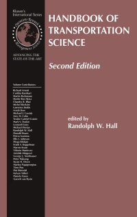 Cover image: Handbook of Transportation Science 2nd edition 9781402072468