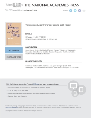 Cover image: Veterans and Agent Orange 9780309145527