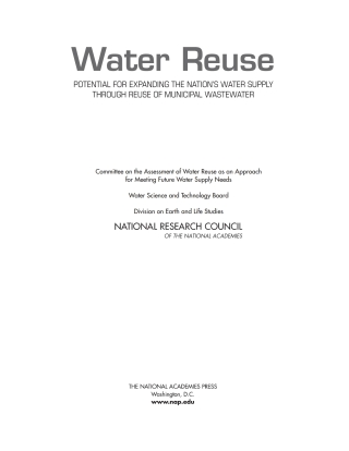 Cover image: Water Reuse 9780309257497