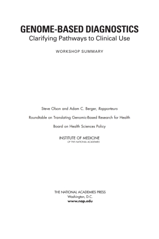 Imagen de portada: Genome-Based Diagnostics 9780309253949