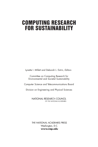 Imagen de portada: Computing Research for Sustainability 9780309257589