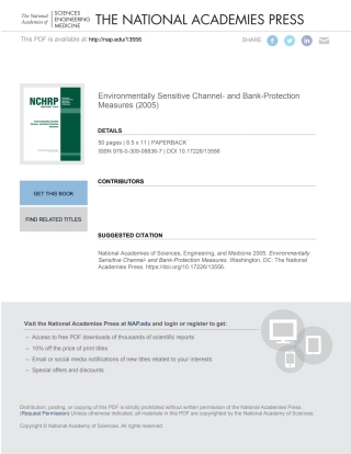 Imagen de portada: Environmentally Sensitive Channel- and Bank-Protection Measures 9780309088367