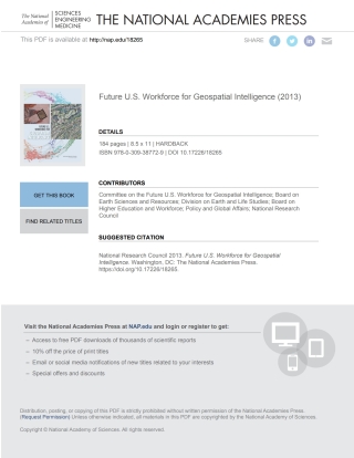 表紙画像: Future U.S. Workforce for Geospatial Intelligence 9780309268646