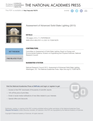 Cover image: Assessment of Advanced Solid-State Lighting 9780309270113