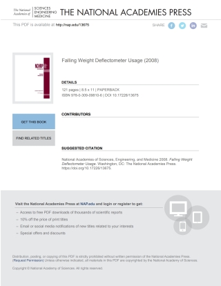 Imagen de portada: Falling Weight Deflectometer Usage 9780309098106
