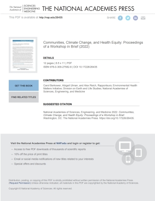 Cover image: Communities, Climate Change, and Health Equity 9780309275828