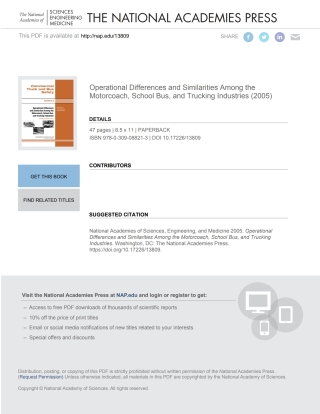 表紙画像: Operational Differences and Similarities Among the Motorcoach, School Bus, and Trucking Industries 9780309088213