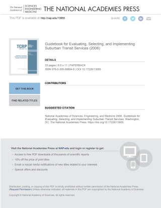 Cover image: Guidebook for Evaluating, Selecting, and Implementing Suburban Transit Services 9780309098649