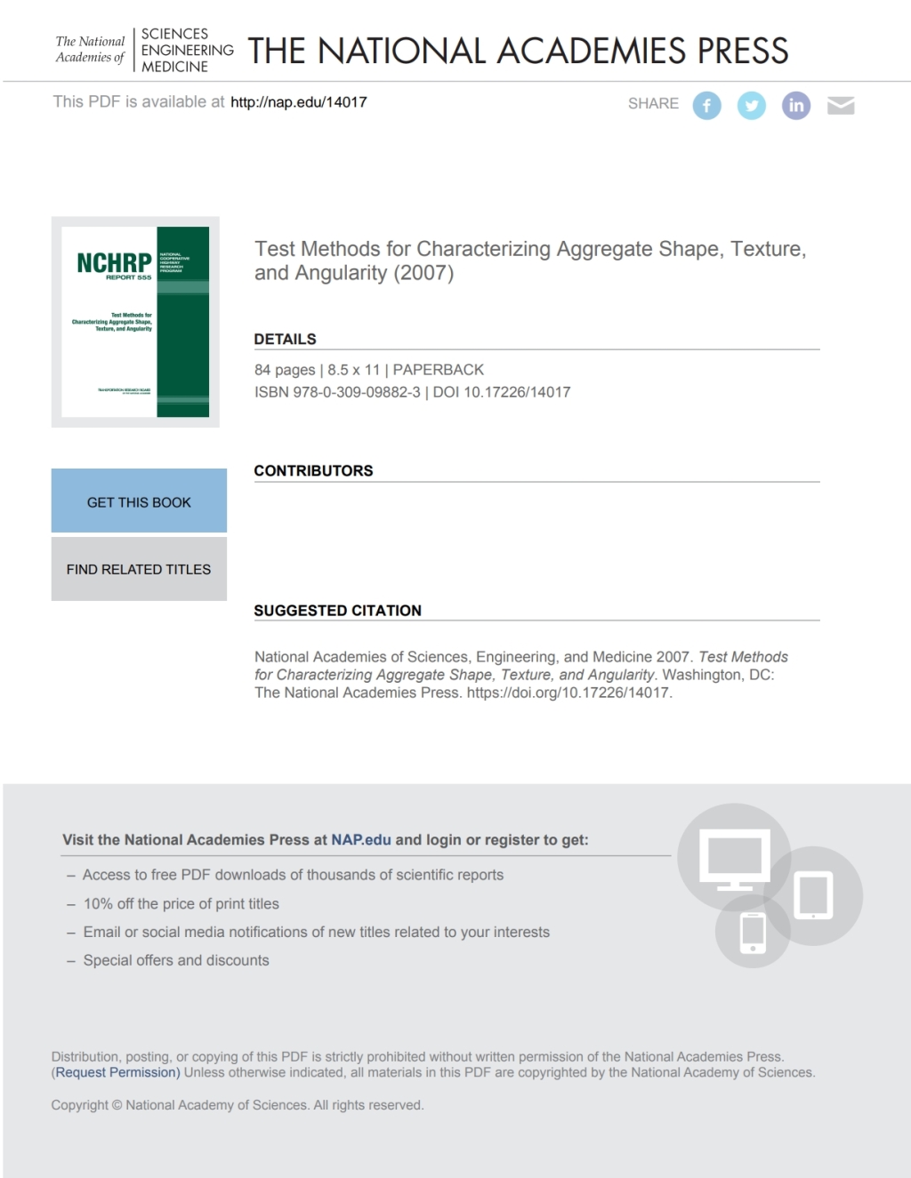 Test Methods for Characterizing Aggregate Shape  Texture  and Angularity (eBook)
