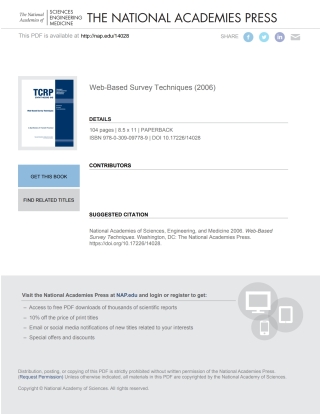 Imagen de portada: Web-Based Survey Techniques 9780309097789